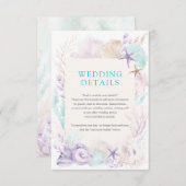 Elegant Purple Mint Ocean Beach Wedding Details Informatiekaartje (Voorkant / Achterkant)