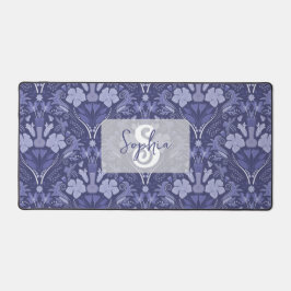 Elegant Purple Monochrome Damask Personalized Bureaumat