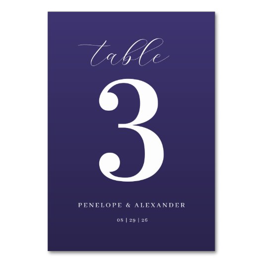 Elegant Purple Number Table Sign Kaart (Voorkant)