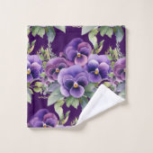 Elegant Purple Pansy Pansies Floral Towel Set Bad Handdoek (Wasdoekje)