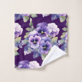 Elegant Purple Pansy Pansies Floral Towel Set Bad Handdoek (Wasdoekje)
