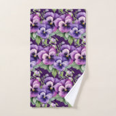 Elegant Purple Pansy Pansies Floral Towel Set Bad Handdoek (Handdoek)