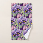Elegant Purple Pansy Pansies Floral Towel Set Bad Handdoek (Handdoek)