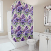 Elegant Purple Pansy Shower Curtain Douchegordijn (In situ)