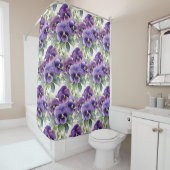 Elegant Purple Pansy Shower Curtain Douchegordijn (In situ)