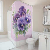 Elegant Purple Pansy Shower Curtain Douchegordijn (In situ)
