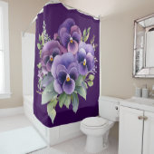 Elegant Purple Pansy Shower Curtain Douchegordijn (In situ)