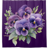 Elegant Purple Pansy Shower Curtain Douchegordijn (Voorkant)