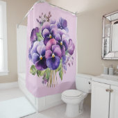 Elegant Purple Pansy Shower Curtain Douchegordijn (In situ)