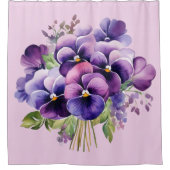 Elegant Purple Pansy Shower Curtain Douchegordijn (Voorkant)