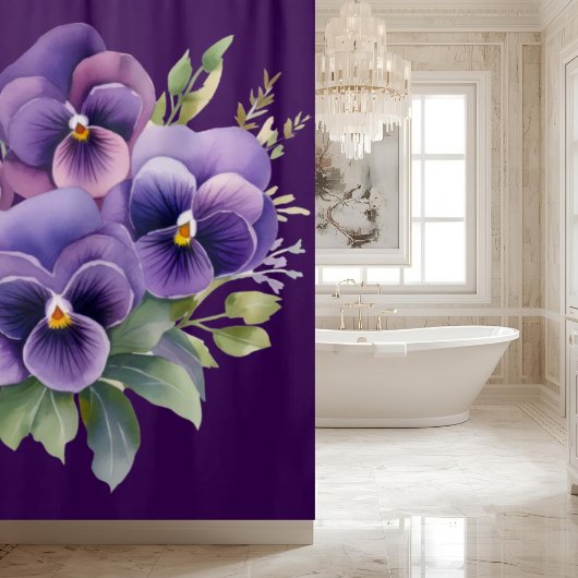 Elegant Purple Pansy Shower Curtain Douchegordijn