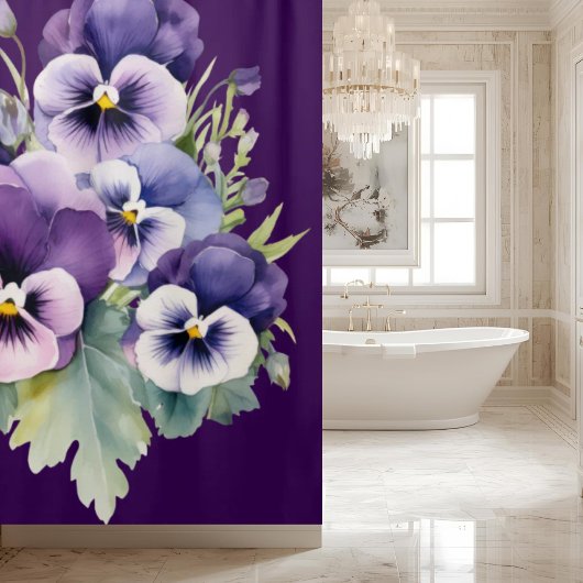 Elegant Purple Pansy Shower Curtain Douchegordijn