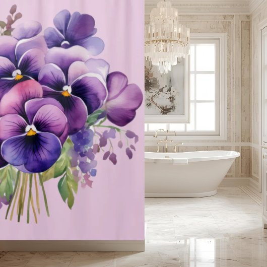 Elegant Purple Pansy Shower Curtain Douchegordijn