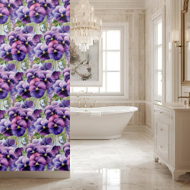 Elegant Purple Pansy Shower Curtain Douchegordijn
