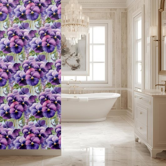 Elegant Purple Pansy Shower Curtain Douchegordijn