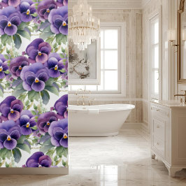 Elegant Purple Pansy Shower Curtain Douchegordijn
