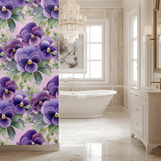 Elegant Purple Pansy Shower Curtain Douchegordijn