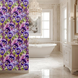 Elegant Purple Pansy Shower Curtain Douchegordijn