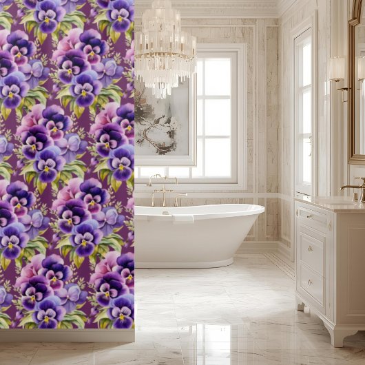 Elegant Purple Pansy Shower Curtain Douchegordijn