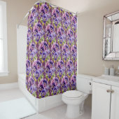 Elegant Purple Pansy Shower Curtain Douchegordijn (In situ)