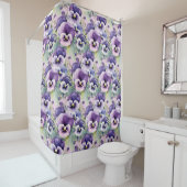 Elegant Purple Pansy Shower Curtain Douchegordijn (In situ)