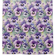 Elegant Purple Pansy Shower Curtain