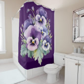 Elegant Purple Pansy Shower Curtain Douchegordijn (In situ)