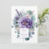 Elegant Purple Peony Lavender Eucalyptus Kaart (Staand voorkant)