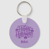 Elegant purple Personalized name Halloween Sleutelhanger (Voorkant)