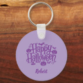 Elegant purple Personalized name Halloween Sleutelhanger (Achterkant)