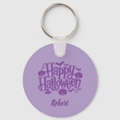 Elegant purple Personalized name Halloween Sleutelhanger (Achterkant)