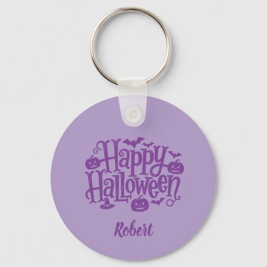 Elegant purple Personalized name Halloween Sleutelhanger (Achterkant)