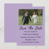Elegant Purple Photo Wedding Save The Date Card (Voorkant / Achterkant)