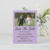 Elegant Purple Photo Wedding Save The Date Card (Staand voorkant)