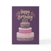 Elegant Purple, Pink & Gold Birthday Cake