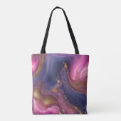 Elegant Purple Pink Gold Liquid Marble Agate  Tote Bag (Achterkant)