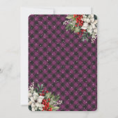 Elegant Purple Plaid Botanical Christmas Party Kaart (Achterkant)