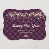 Elegant Purple Plaid New Year Card Feestdagenkaart (Voorkant / Achterkant)