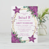 Elegant Purple Poinsettia Winter Sweet 16 Kaart (Staand voorkant)