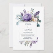 Elegant Purple Protea Lavender Eucalyptus Kaart (Voorkant)