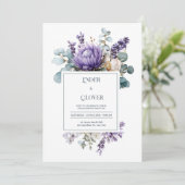 Elegant Purple Protea Lavender Eucalyptus Kaart (Staand voorkant)