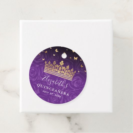 Elegant Purple Rose Gold Crown Thank You Gift Bedankjes Labels (In situ)