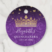Elegant Purple Rose Gold Crown Thank You Gift Bedankjes Labels (Voorkant)