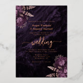Elegant Purple Rose Gold Floral Wedding Folie Uitnodiging (Voorkant)