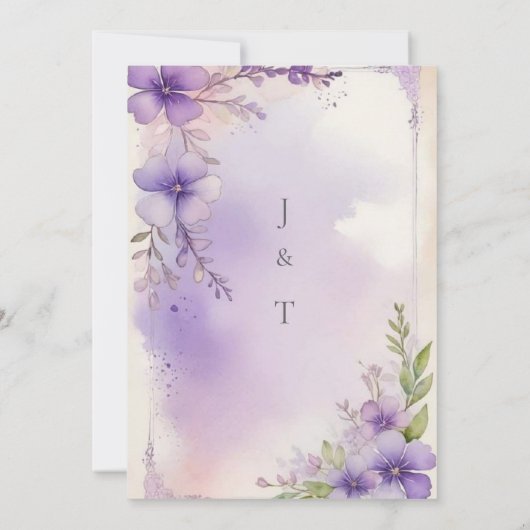 Elegant Purple Rose Wedding Invite Kaart (Achterkant)