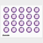 Elegant purple roses birthday party monogrammed ronde sticker (Vel)
