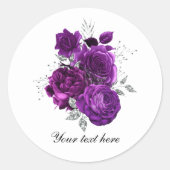 Elegant purple roses Wedding customizable Ronde Sticker (Voorkant)
