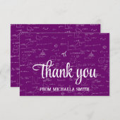 Elegant Purple Script Mathematics Graduation Thank Bedankkaart (Voorkant / Achterkant)
