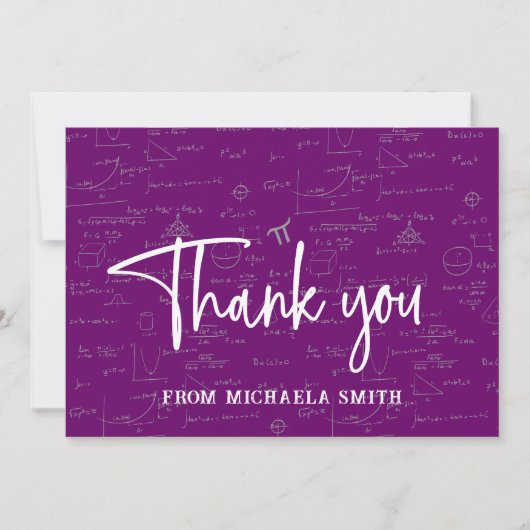 Elegant Purple Script Typography Math Graduation Bedankkaart (Voorkant)