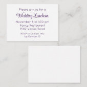Elegant Purple Script Wedding Event Invitation Informatiekaartje (Voorkant / Achterkant)